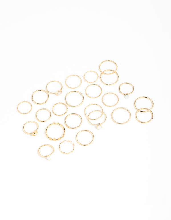 Gold Textured Synthetic Opal Ring 24-Pack