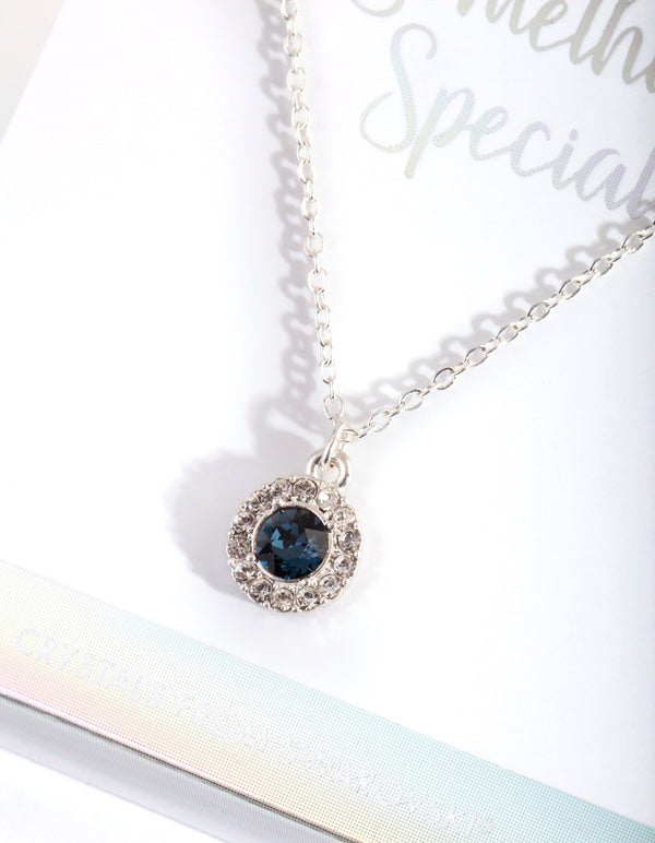 Midnight Blue Diamond Simulant Halo Necklace