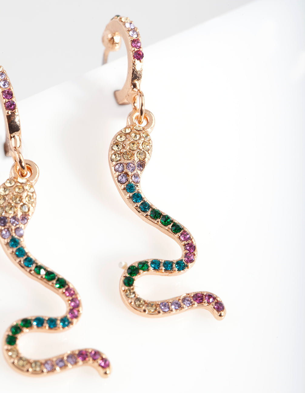 Gold Diamante Snake Huggie Earrings