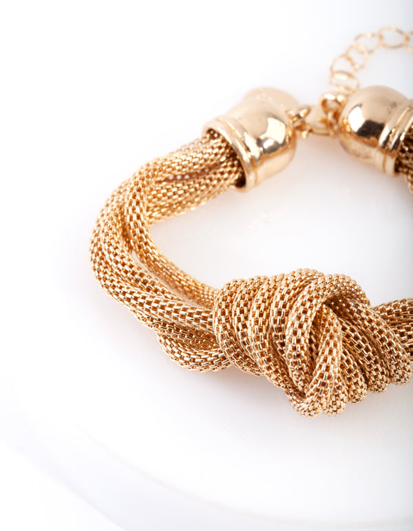 Gold Mesh Knot Chain Bracelet