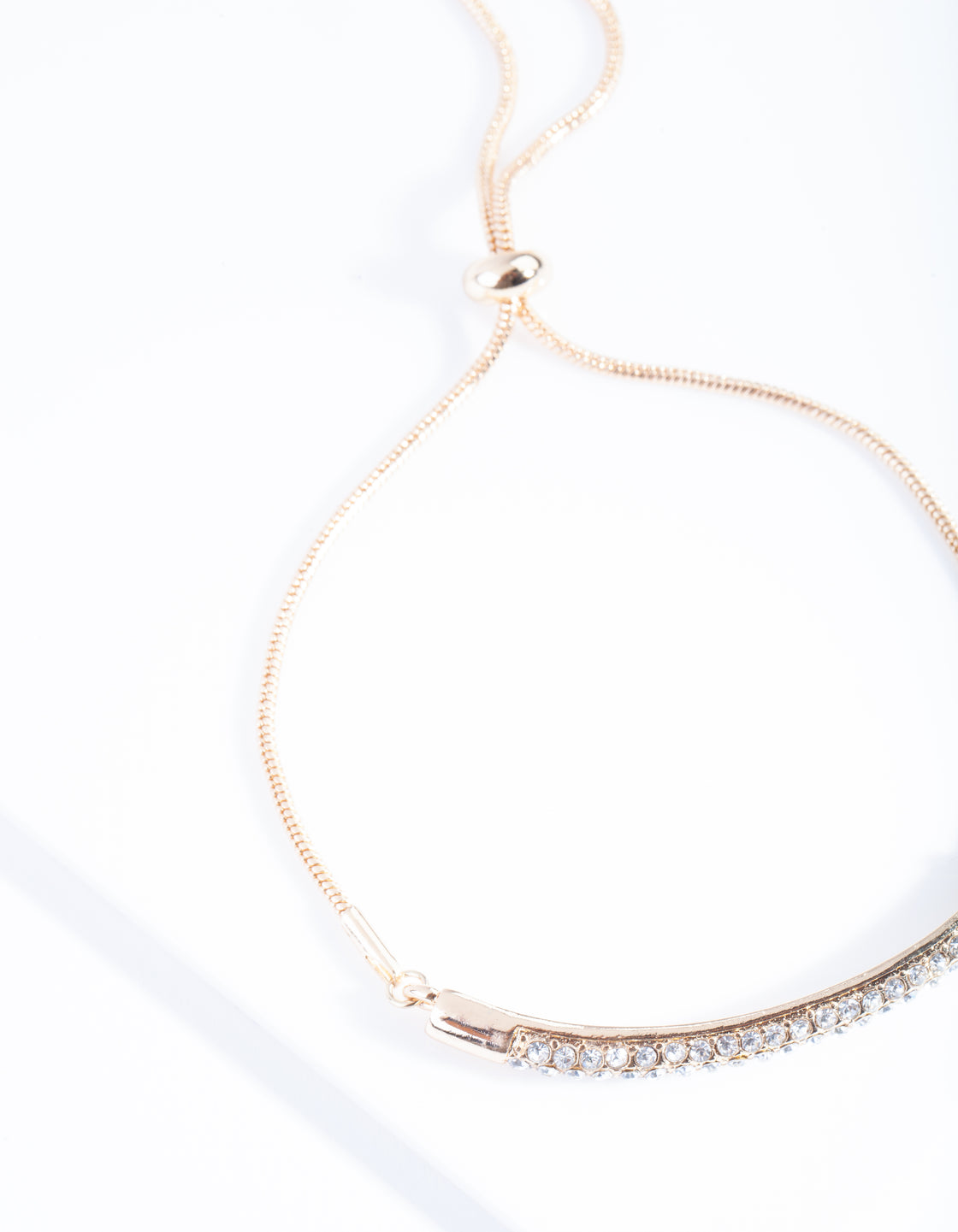 Gold Diamante Pave Toggle Bracelet