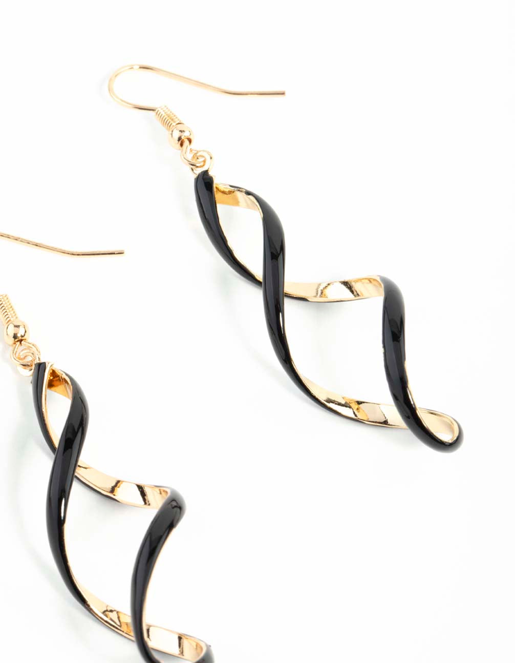 Black Gold Spiral Earrings