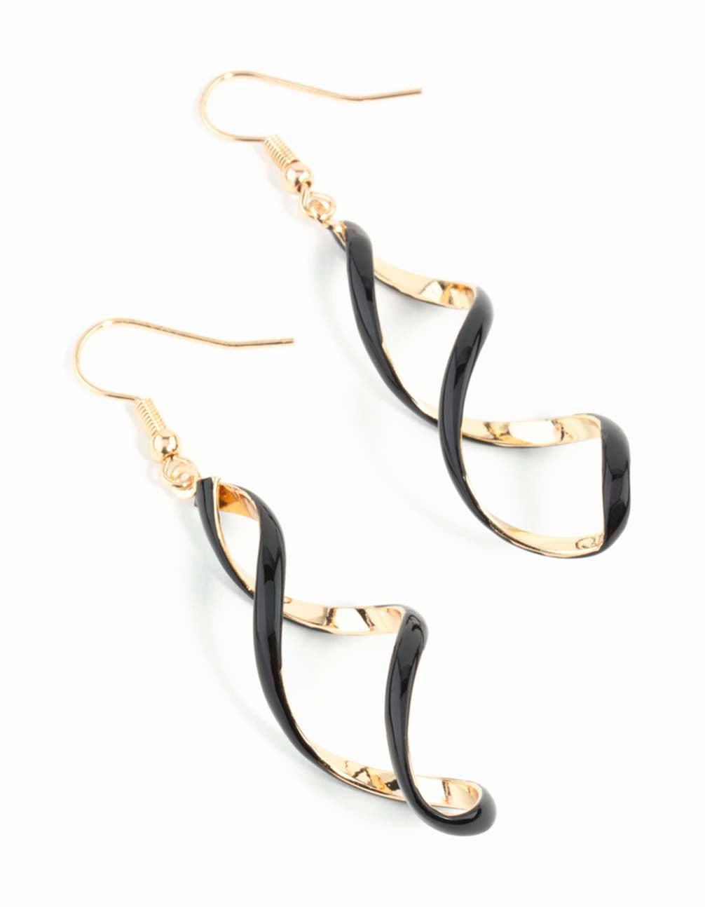 Black Gold Spiral Earrings