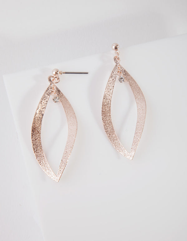 Rose Gold Sandblast Curve Drop Earrings
