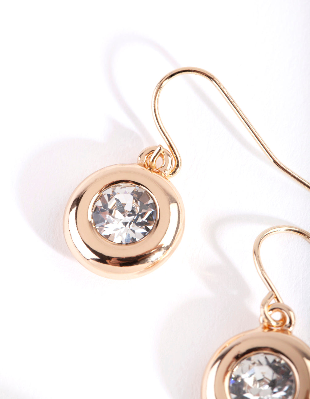 Gold Diamond Simulant Circle Earrings