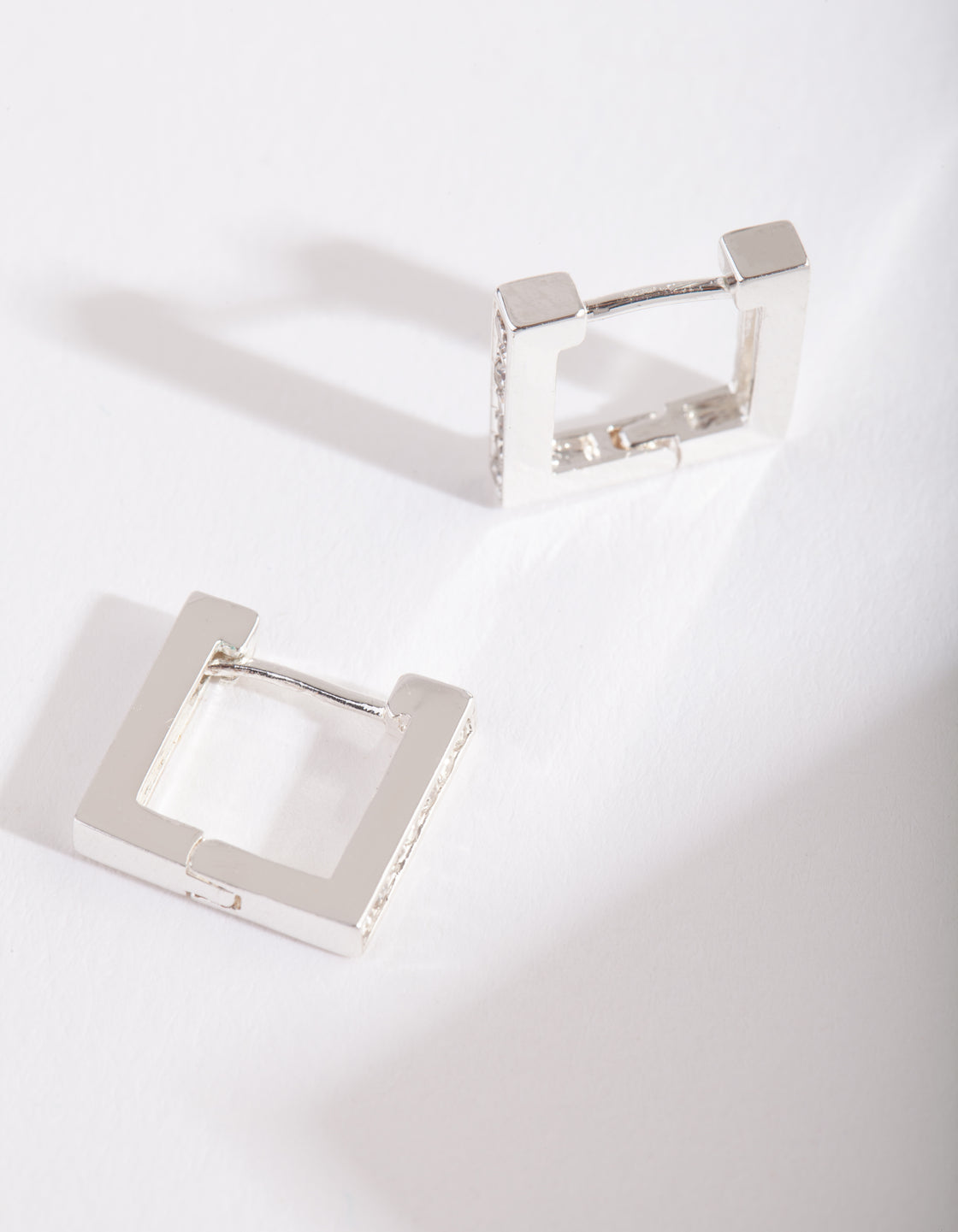 Silver Square Diamante Huggie