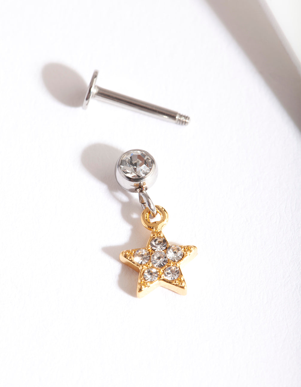 Surgical Steel Pave Star Charm Flat Back