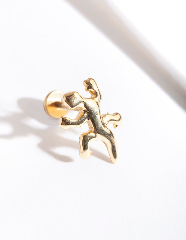 Gold Plated Surgical Steel Lizard Flat Back