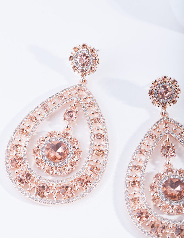 Rose Gold Floral Gem Earrings