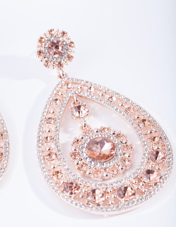 Rose Gold Floral Gem Earrings
