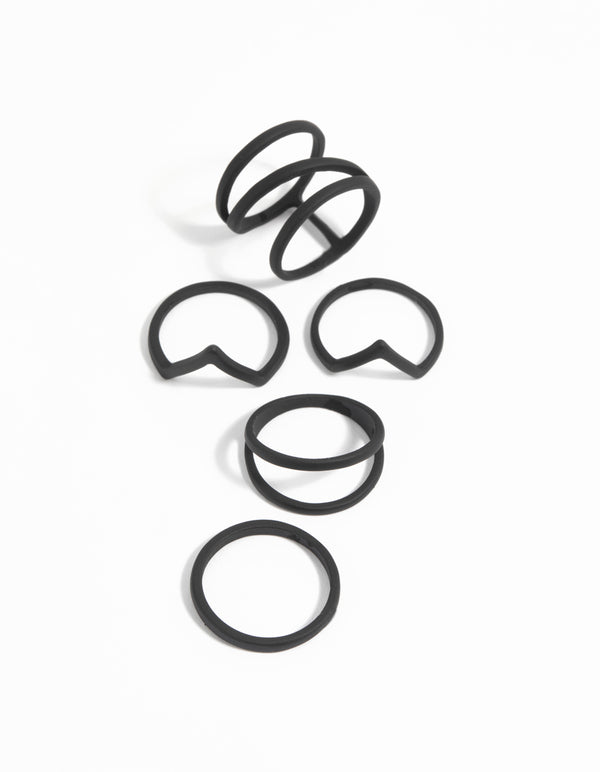 Black Zig Zag Ring 5-Pack