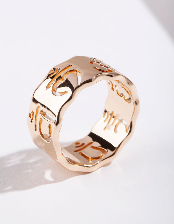 Gold Cut Out Chakra Band Ring