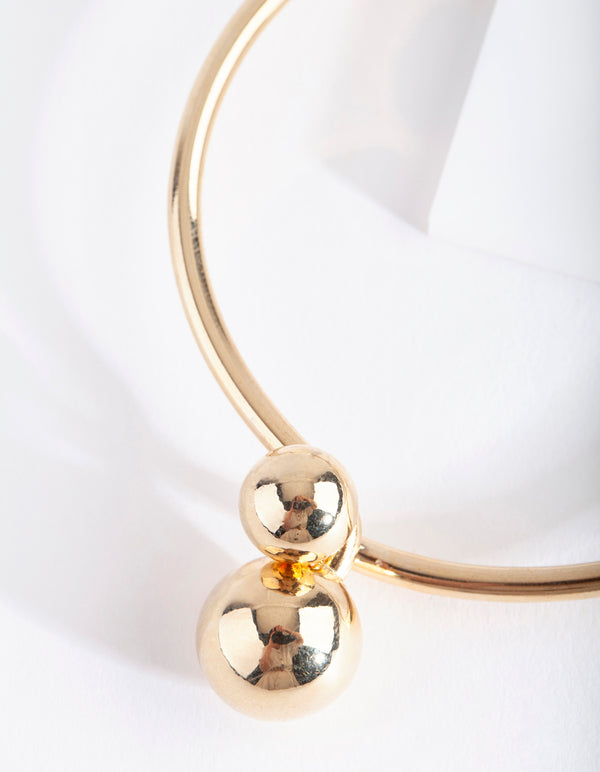 Gold Ball End Bangle