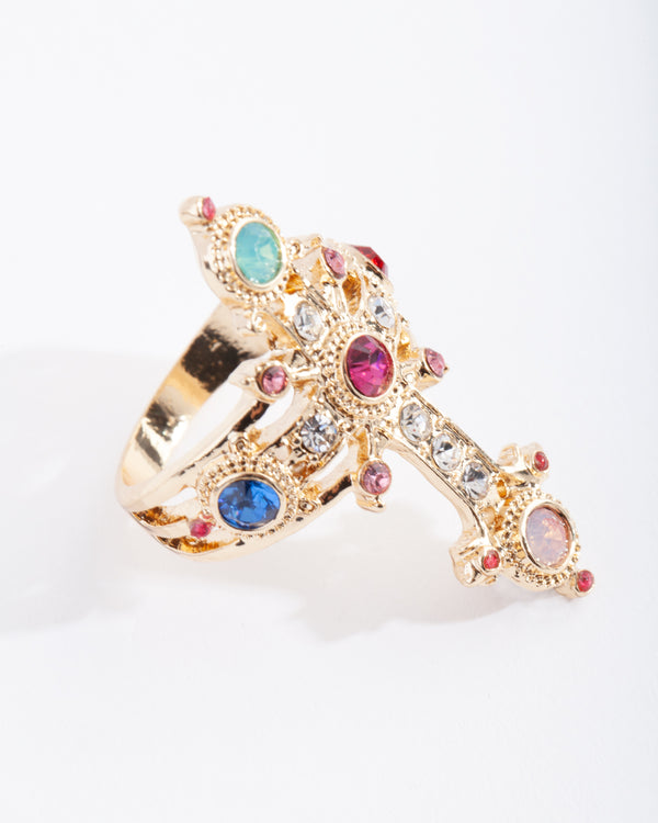 Gold Statement Cross Ring