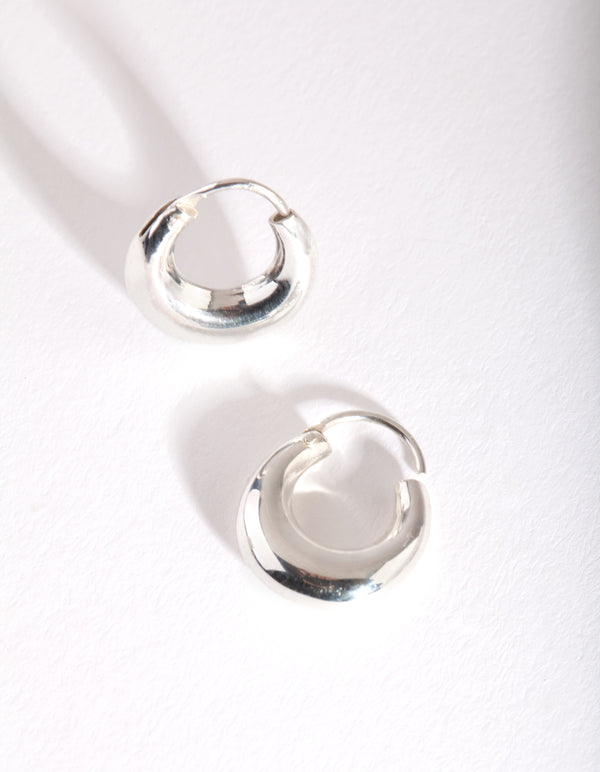 Silver Mini Chubby Huggie Earrings
