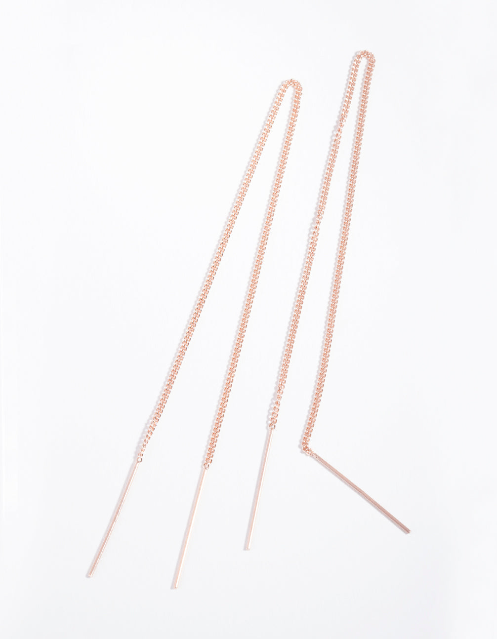Rose Gold Plated Sterling Silver Long Chain Thread Through Earrings