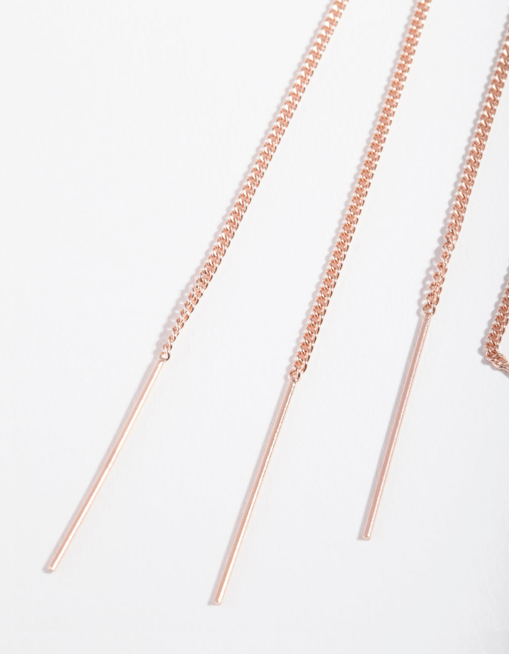 Rose Gold Plated Sterling Silver Long Chain Thread Through Earrings