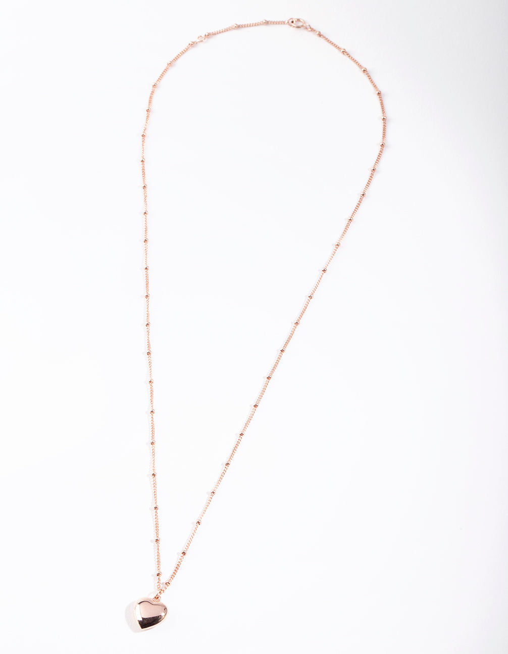 Rose Gold Plated Sterling Silver Puffed Heart Necklace