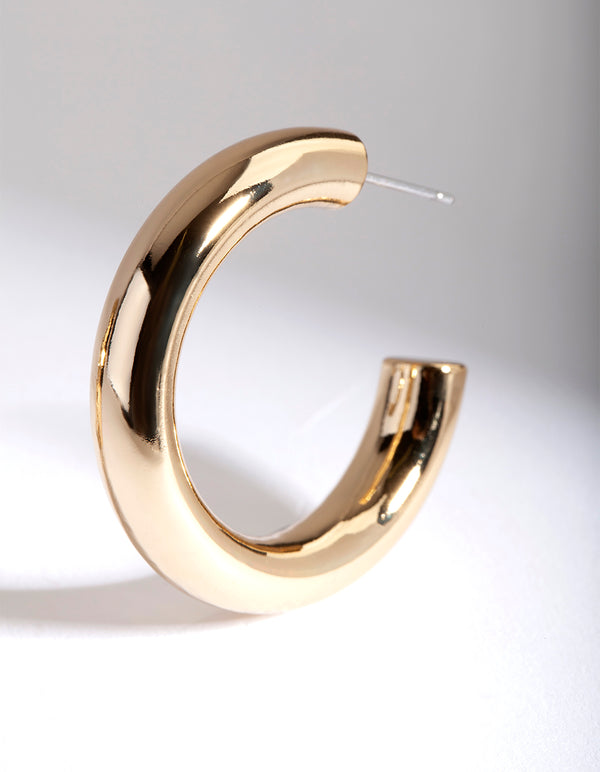 Gold Plated Medium Open Hoop Earrings