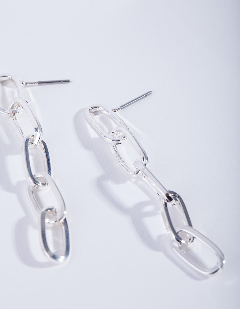 Silver Plated Fine Link Drop Earrings