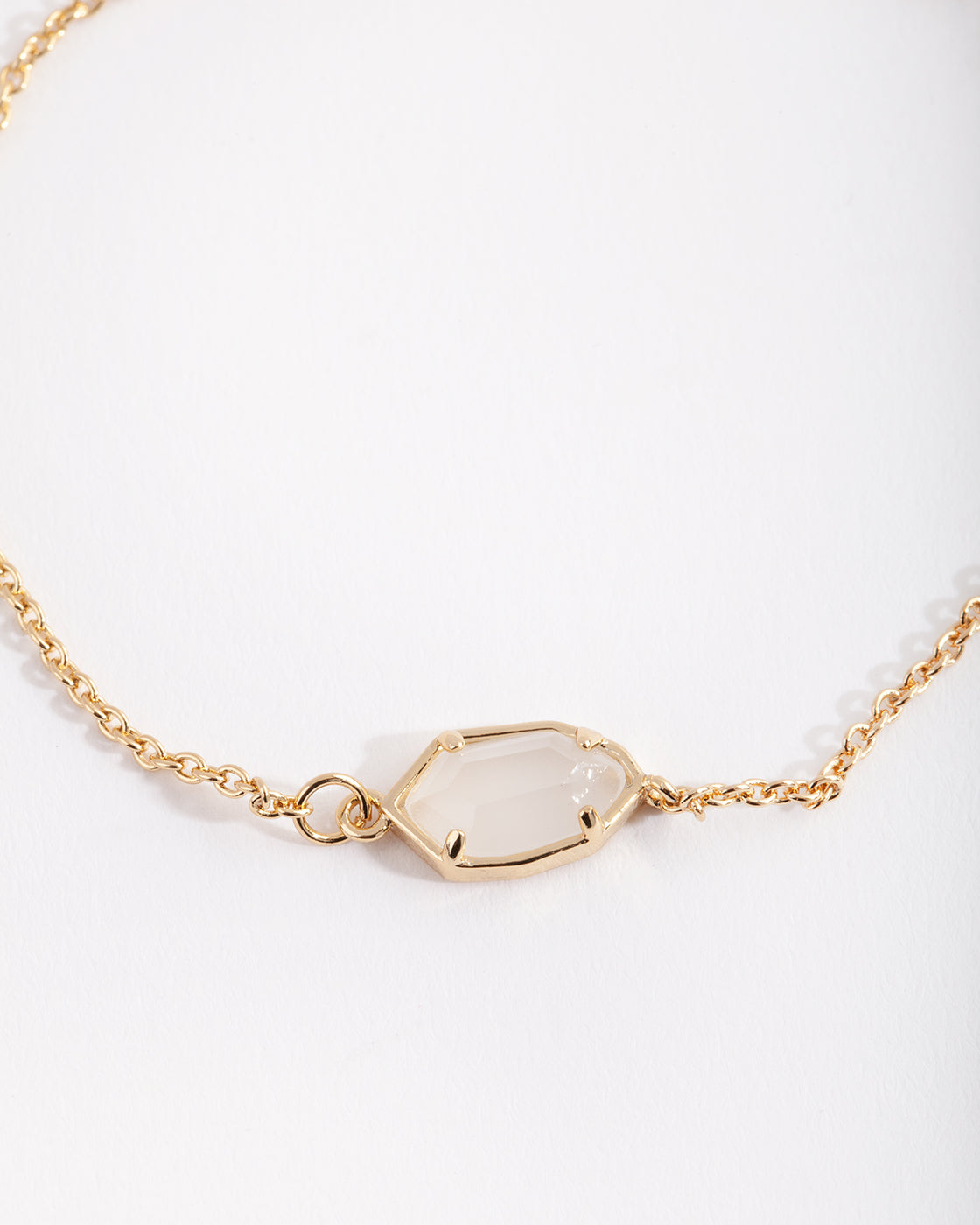 Gold Plated White Quartz Bracelet