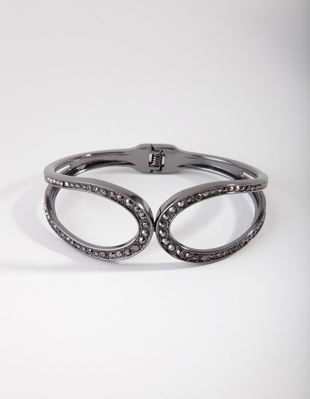 Gunmetal Diamante Loop Clamp Bracelet