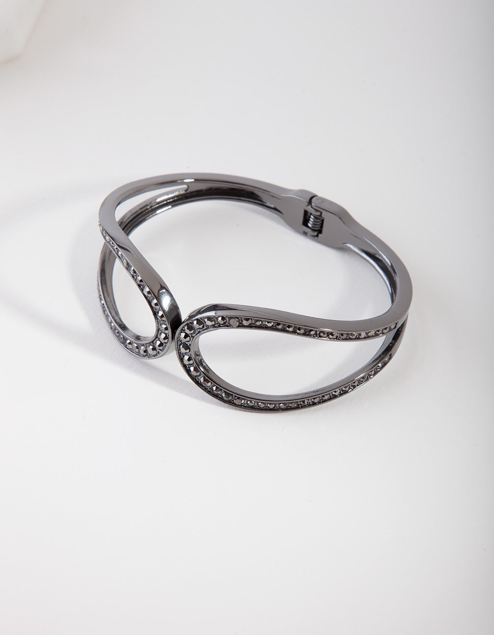 Gunmetal Diamante Loop Clamp Bracelet
