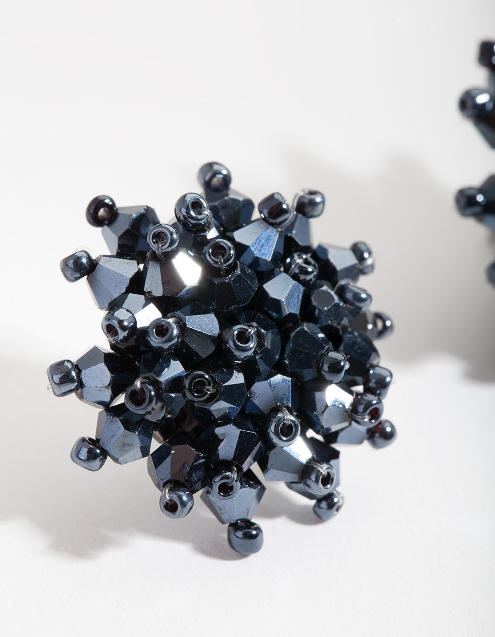 Navy Faceted Flower Earrings