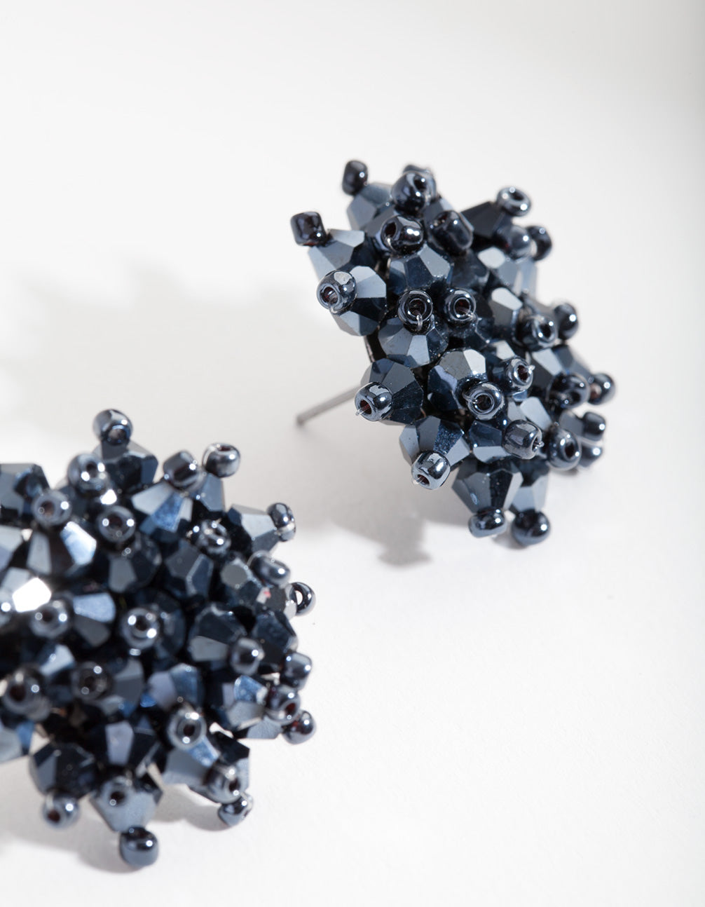 Navy Faceted Flower Earrings