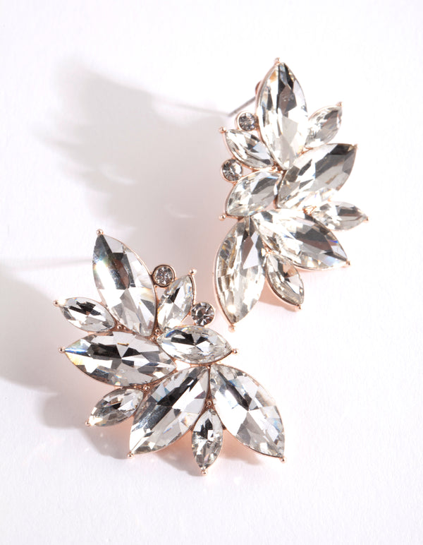 Rose Gold Statement Gem Stud Earrings