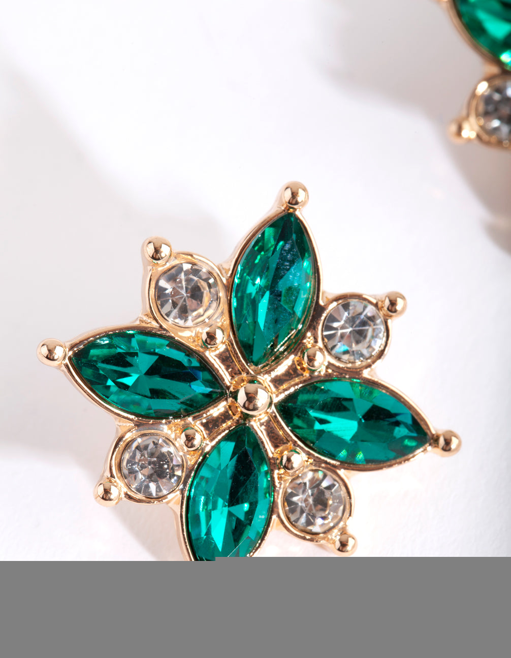 Gold Jewel Butterfly Flower Stud Earrings