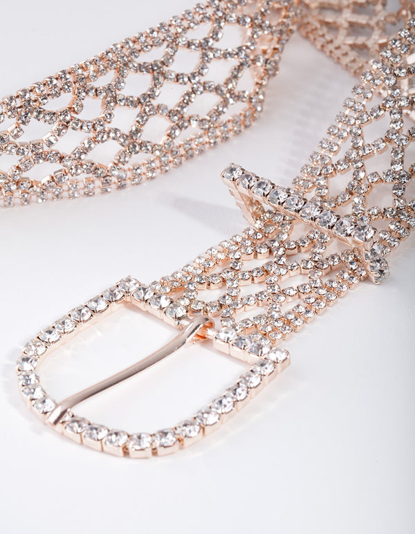 Rose Gold Filigree Diamante Belt