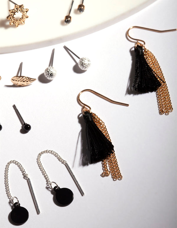Mixed Metal Tassel Earring 12-Pack