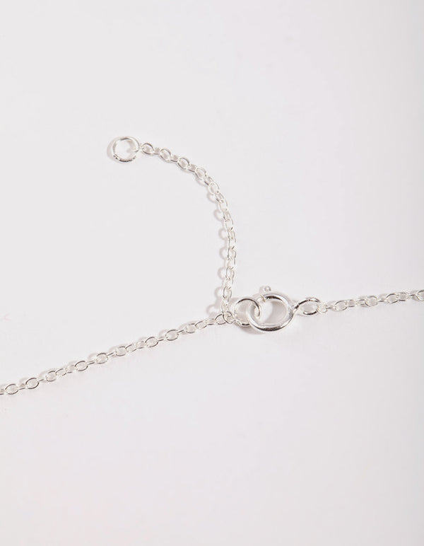 Sterling Silver Cubic Zirconia Padlock Necklace
