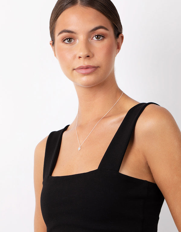 Sterling Silver Cubic Zirconia Padlock Necklace