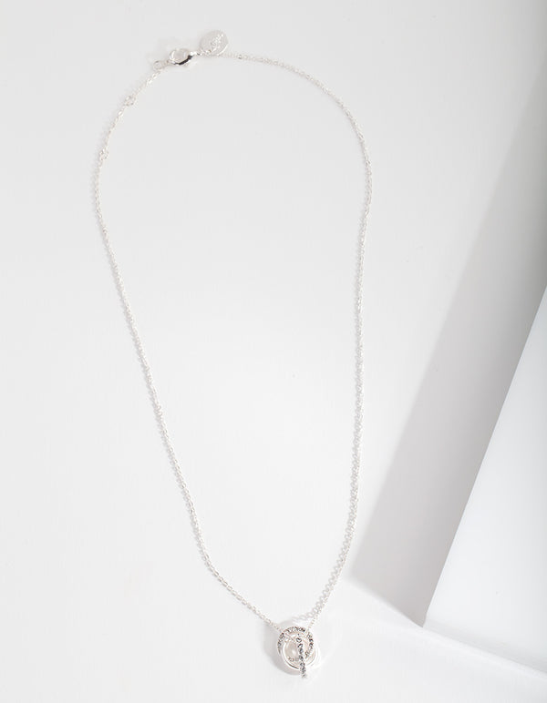 Silver Diamond Simulant Link Necklace