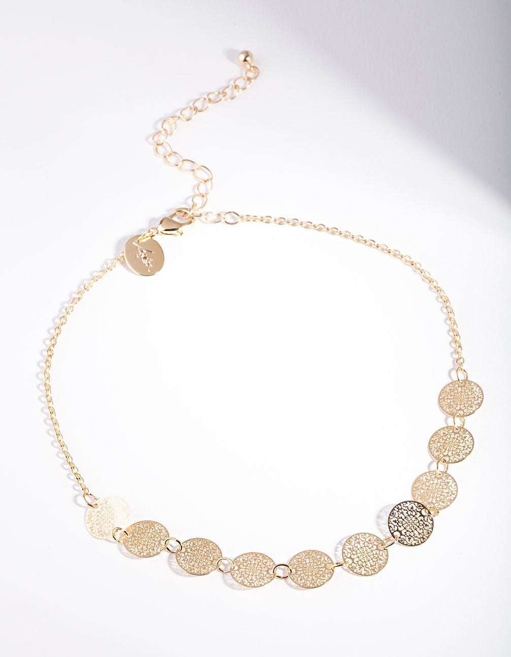 Gold Multi Filigree Disc Choker