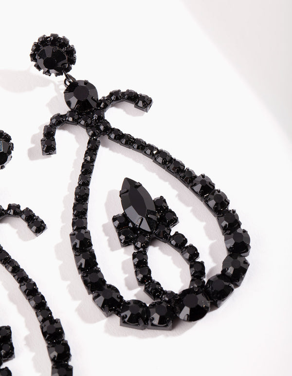 Black Multi Stone Teardrop Earrings