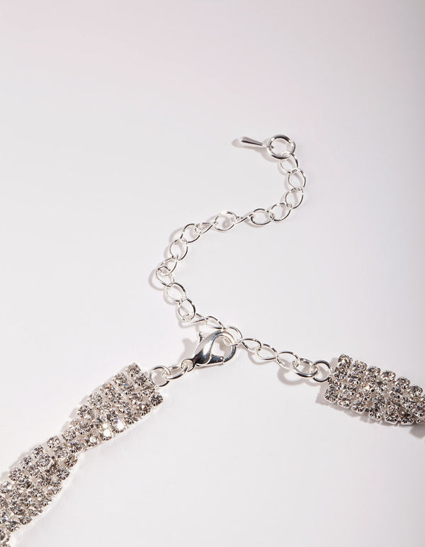 Silver Diamante Twist Necklace
