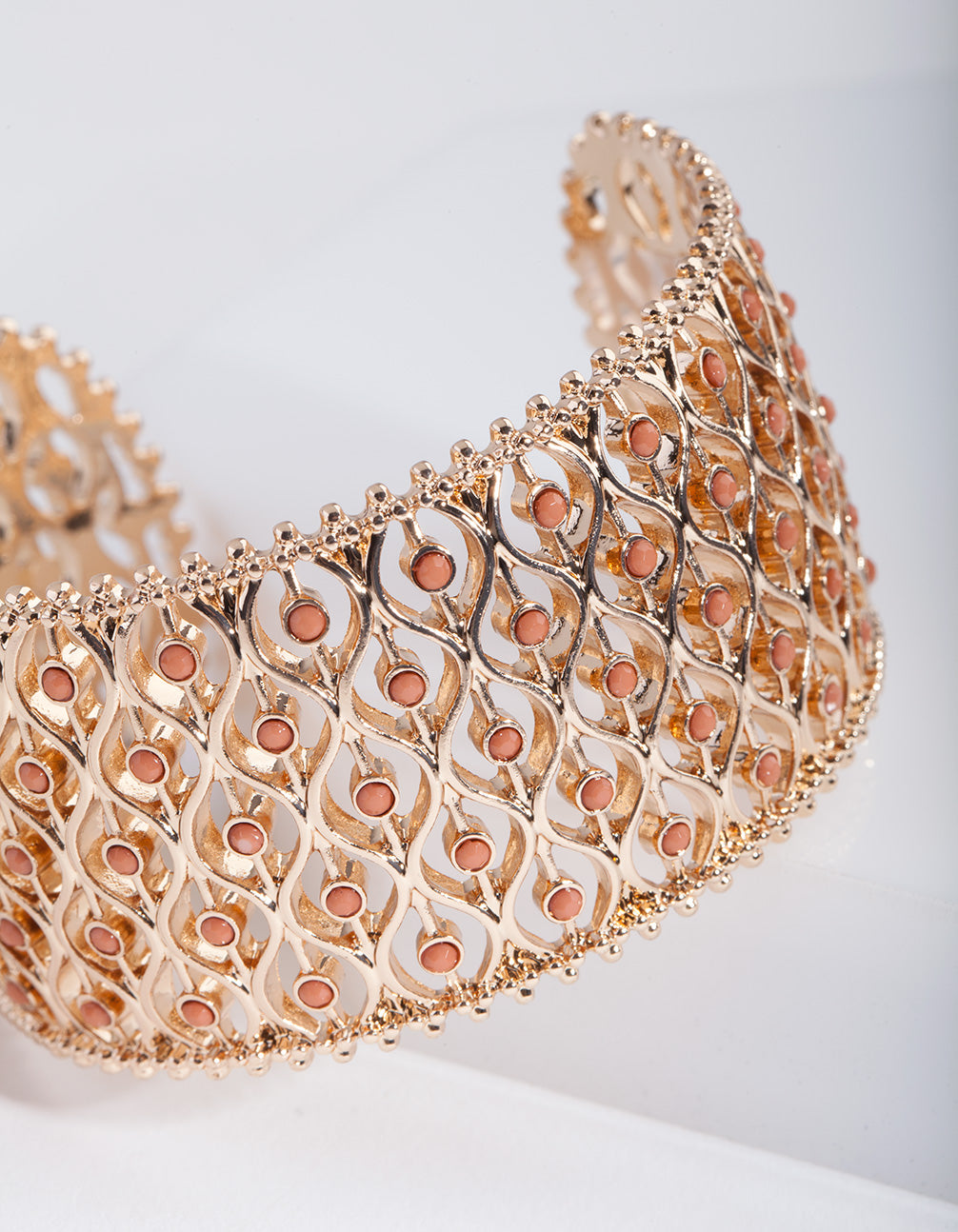 Gold Brown Lattice Stone Bangle