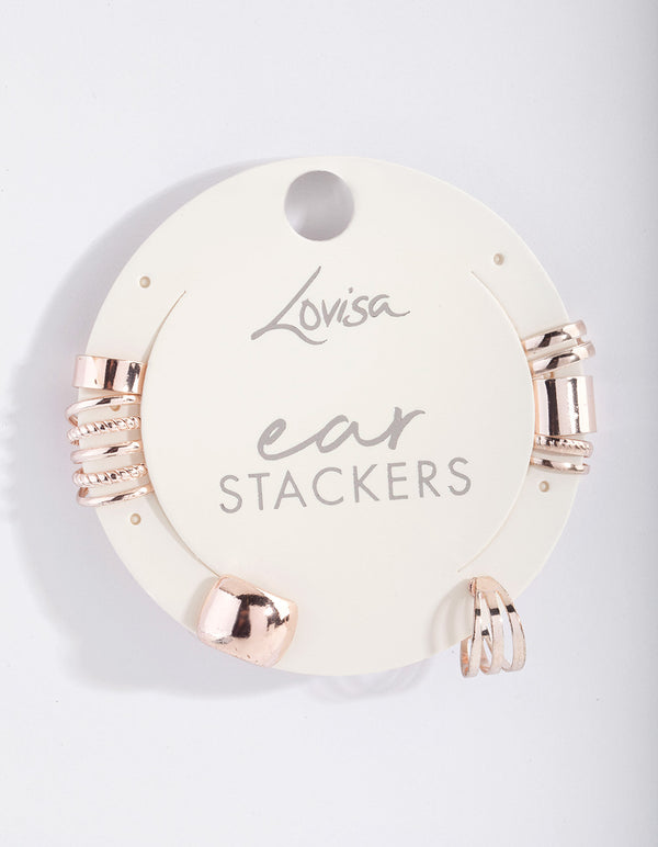 Rose Gold Textured Ear Cuff Pack