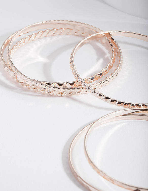 Rose Gold Textured Bangle 6-Pack