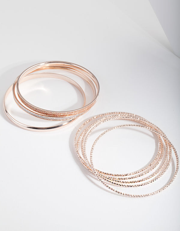Rose Gold Mixed Bangle 8-Pack