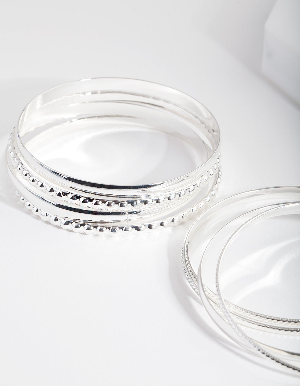 Silver Textured Bangle 8-Pack