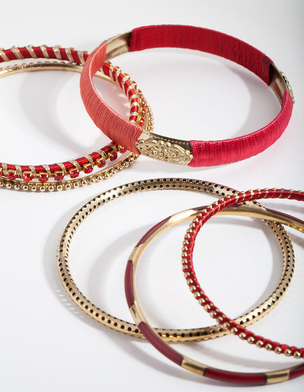 Red Mixed Bangle 6-Pack
