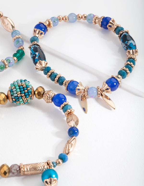 Blue Stretch Mixed Bangle Pack