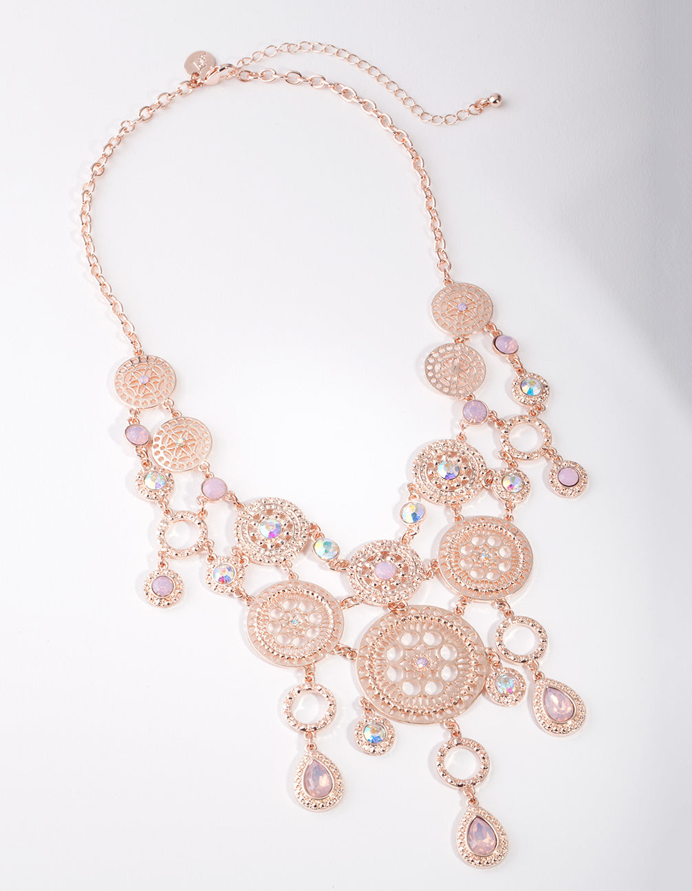 Rose Gold Filigree Disc Necklace