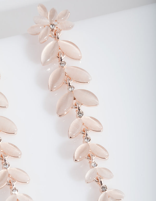 Rose Gold Cats Eye Petal Earrings