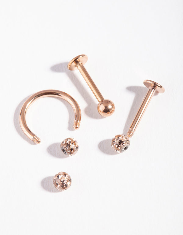 Rose Gold Plated Surgical Steel Disco Flat Back Pack