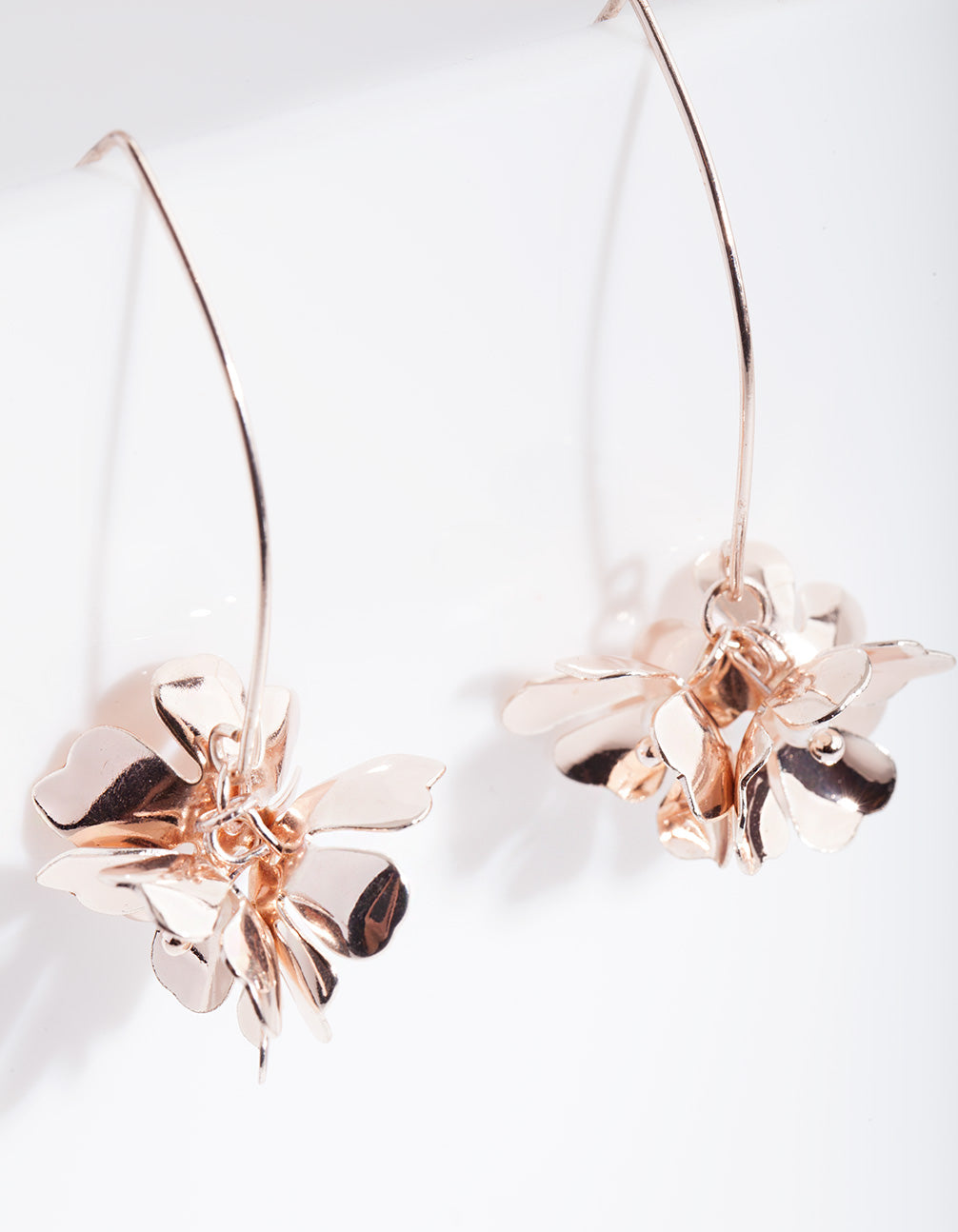 Rose Gold Pearl Flower Earrings